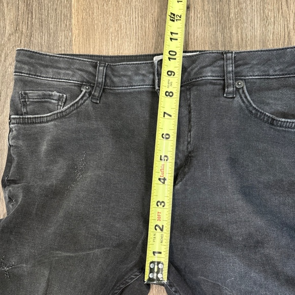 Free People Jeans Womens 29 Black Straight Crop Raw Hem Denim - Picture 5 of 7